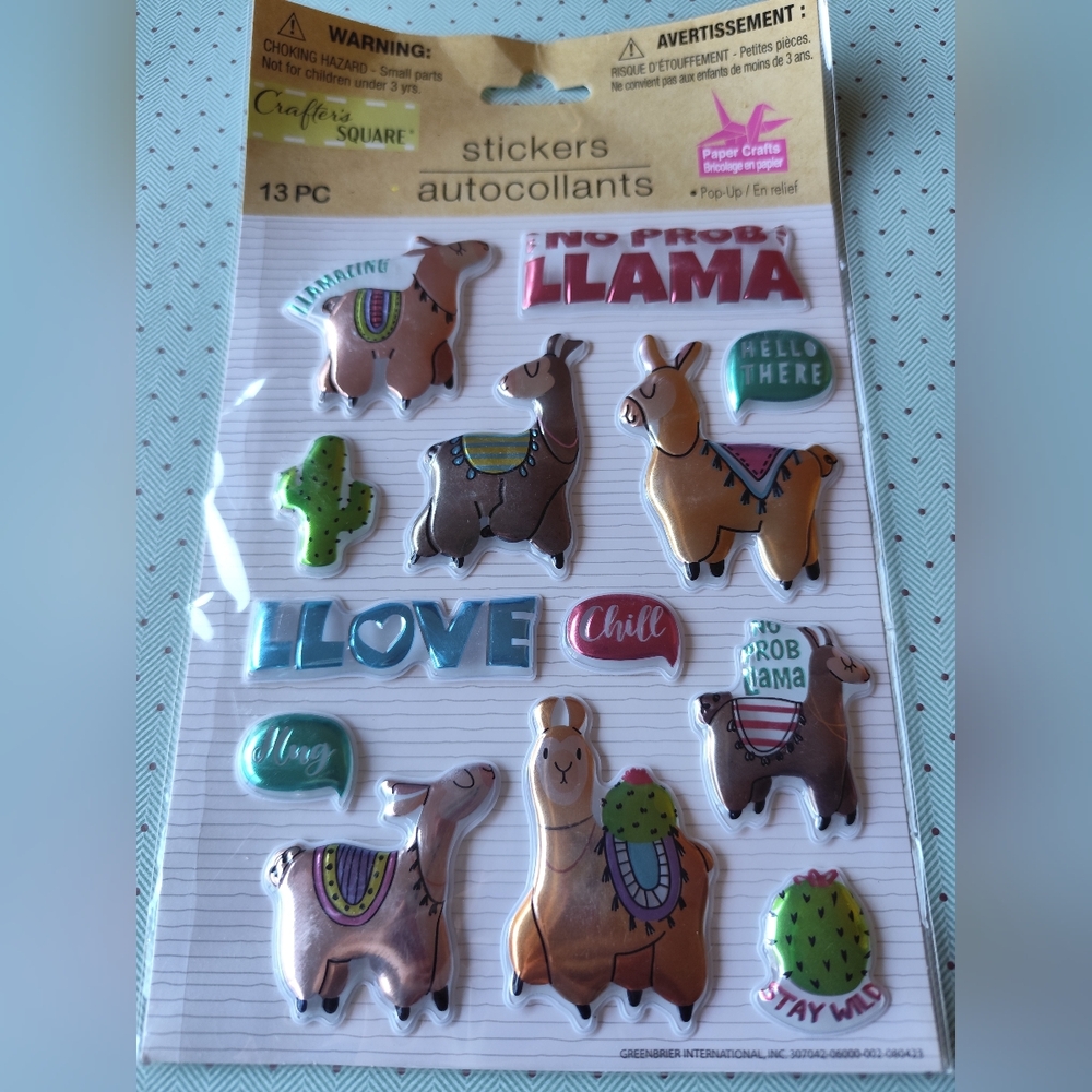 Free with $20+🍭LLAMA Animal Crafter's Square PUFFY Scrapbook Craft Sticker